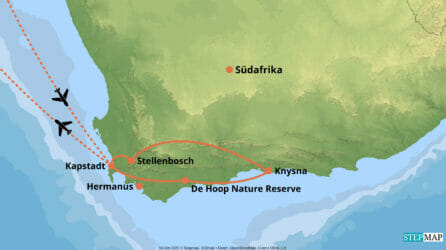StepMap-Karte-Suedafrika-Kapstadt-De-Hoop-Garden-Route